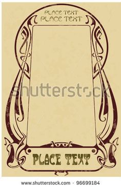 an ornate frame with the word place text on it in brown and beige tones,