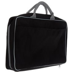 a black bag with grey trims and handles