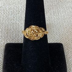 Genuine Yellow Diamond Accent Rose Shaped Ring. Set In Vermeil Yellow Gold Over .925 Sterling Silver. Tgw 0.10 Carats. Size 7. Comes New In Box For Safekeeping And Gift Giving. Nwt Classic Rose-colored Formal Jewelry, Rose Classic Formal Jewelry, Elegant Adjustable Rings With Rose Details, Adjustable Elegant Rings With Roses, Elegant Adjustable Rings With Roses, Rose Gold Jewelry With Roses For Formal Occasions, Classic Rose Design Jewelry For Anniversary, 14k Gold Rose-colored Jewelry With Rose Design, 14k Rose Gold Jewelry With Rose Design