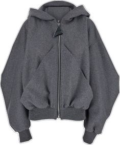 The Attico, Zip Puller, Jacket With Hood, Gray Jacket, Oversized Fits, Hooded Jacket, Bomber Jacket, Long Sleeves, Grey