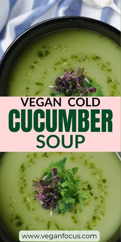 During the summer months, there’s nothing quite like a chilled bowl of Vegan Cold Cucumber Soup to keep you feeling cool and satisfied! It’s so easy to make. No cooking is involved — everything is put in the blender and whirled until smooth. Then simply chill and serve.

This refreshing cold soup is perfect for lunch or as a starter for dinner. With just a handful of ingredients and minimal prep, you can whip up this healthy no-cook cucumber soup in no time! This light and nutritious soup is not only quick to make but also packed with flavor. Whether you serve it as an appetizer or a main dish, this refreshing cold cucumber soup is sure to impress your guests and keep you feeling cool. Starters For Dinner, Cold Cucumber Soup, Cooked Cucumber, Cucumber Soup, Plant Based Soups, Easy Potato Salad, Summer Soup, Cold Soup, Gluten Free Vegan Recipes