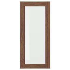 a wooden door with white glass on the front and side paneled in dark wood