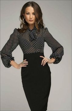 Áo Blu, Skirt Diy, Retro Fashion Women, Black And White Dress, Business Outfit, Professional Outfits, Looks Style