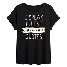 She will love showing off her style with this Juniors' Friends Speak Fluent Friends Quotes Flowy Tee. FEATURES Short sleeves ScoopneckFIT & SIZING Oversized FitFABRIC & CARE Cotton Machine wash Imported Size: Xxl. Color: Black. Gender: female. Age Group: kids. Pattern: Graphic. Kids Pattern, How To Show Love, Pattern Graphic, Oversized Tee, Friends Quotes, Her Style, Gender Female, Age Group, Short Sleeves