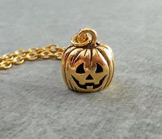 Jack O Lantern Necklace SMALL Gold Pumpkin Necklace Jack-O-Lantern Jewelry Halloween Necklace Hallow Gold Pumpkin, Pumpkin Jewelry, Italian Gold Jewelry, Pumpkin Necklace, Clean Gold Jewelry, Gold Pumpkins, Jewelry Halloween, Halloween Necklace, Jewelry Pendants