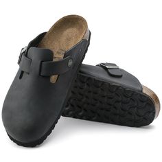 Boston Oiled Leather Birkenstock Clogs, Boston Clogs, Black Birkenstock, Birkenstock Men, European Shoes, Black Clogs, Birkenstock Boston, Black Oil, Birkenstock Boston Clog