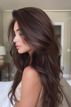 36 Stunning Espresso Brown Hair Color Hairstyles for Every Hair Length Deep Espresso Hair Color, Latte Brunette, Espresso Brown Hair Color, Espresso Brown Hair, Brown Sugar Hair, Espresso Hair, Hair Color Hairstyles, Espresso Hair Color