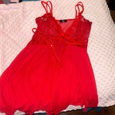 Never Worn! Red Lace Trim Sleepwear For Night Out, Red Camisole For Party, Lady In Red, Women's Intimates, Red Color, Lingerie, Size Medium, Red, Women Shopping