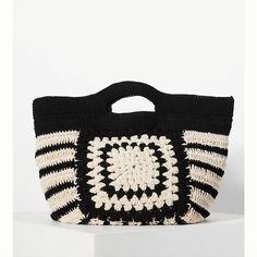 Nwt, Anthropologie, Black & Ivory Tallulah Satchel By Shiraleah. Sturdy & Stylish Crochet Fully Lined Slip Pocket 100% Cotton, Cotton Lining Slouchy, Boho & Fabulous! 12" X 18" X 8" 2" Handle Drop Sold Out!!! Handbags Crochet, Anthropologie Bags, Handmade Crochet Bags, Stylish Crochet, Diy Bag Designs, Crochet Bags Purses, Pouch Pattern, Vegan Leather Bag, Mini Pouches