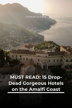 A breathtaking view of a luxurious hotel on the Amalfi Coast, perched on a cliff overlooking the turquoise sea Mythical Places, Amalfi Coast Hotels, Island Travel, Cheap Travel