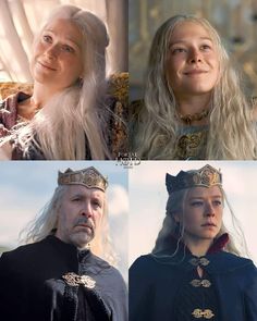 the four faces of game of thrones are shown in three different pictures, one is wearing