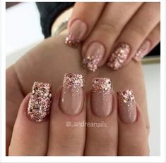 Light Elegance, Classy Nail Designs, Valentine Nails, Glitter Gel Nails, Rose Gold Nails, Nails 2021