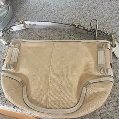 Bought Brand New 150 . 555 Dollars Never Used In Mint Condition! Coach Cream Pouch Shoulder Bag, Cream Canvas Bag With Gold-tone Hardware, Cream Canvas Bags With Gold-tone Hardware, Coach Beige Clutch Bag, Coach Cream Clutch Bag, Coach Cream Shoulder Bag With Top Carry Handle, Bags Coach, White Cream, Cream White