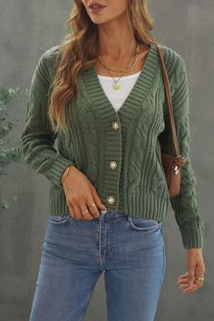 Buttons Weave Knit Cardigan