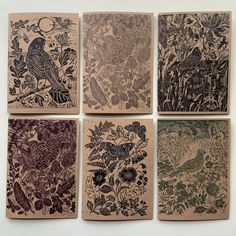 four different types of paper with birds and flowers on them