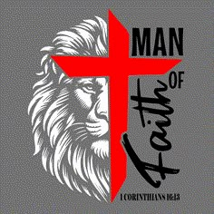 a red cross with a lion on it and the words man of god above it