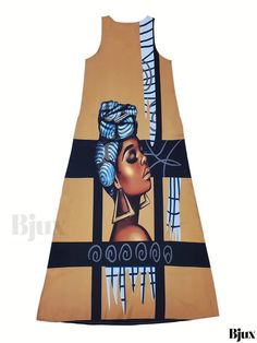 Bjux - Elegant Figure Print V-neck Sleeveless Dress - Ideal Attire for Spring & Summer - Womens Fashion Elegant Fabric, Type A, Women's Summer Fashion, Style Elegant, Elegant Fashion, Print Dress, Sleeveless Dress, Weaving, Spring Summer