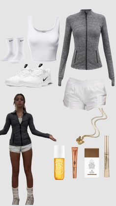 Sporty Outfits Summer Athletic Wear, Gym Strip Outfits School, Track And Field Practice Outfits, Athlete Aesthetic Outfits, Athletic Fits Aesthetic, Pe Class Outfit, White Athletic Shorts Outfit, Outfits With Athletic Shorts, School Outfits With Shorts