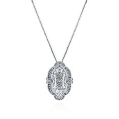 PRICES MAY VARY. 【METAL】 This art deco milgrain pendant necklace is crafted with fine real solid sterling silver, stamped 925, plated with rhodium to enhance shine and durability. Nickel free for sensitive skin and won't turn your skin green if properly cared for. 【STONE】 Set with 0.71 ct.tw round cubic zirconia CZ (3mm - 1.5mm) in bezel and pave setting. Berricle Zirconia is created in a way that truly replicates the cut, clarity and sparkle of a diamond. 【MEASUREMENTS】 Chain measures 18" in le Art Deco Pendant Necklace, Wedding Pendant, Art Deco Pendant, Necklace For Girlfriend, Cz Necklace, Silver Art, Art Deco Diamond, Polish Jewelry, Exquisite Jewelry