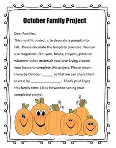 a family project with pumpkins on it