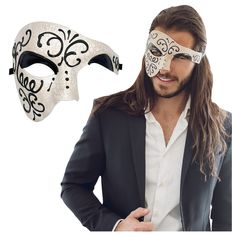 PRICES MAY VARY. PHANTOM OF THE OPERA MASK: Inspired by the iconic musical, this masquerade mask covers one side of the face to bring an element of mystery to your look. This style also resembles Venetian masks that were traditionally worn during the carnival in Venice. Over 50 DESIGNS AVAILABLE: Choose from a vast array of colors and patterns; each mask has been finished with intricate gold and silver detailing for even more elegance. Opt for checkered patterns for a jester theme or choose musi Half Face Masquerade Mask, Masquerade Attire, Phantom Of The Opera Mask, Masquerade Ball Costume, Mask Prom, White Masquerade Mask, Ball Costume, Masquerade Outfit, Luxury Mask