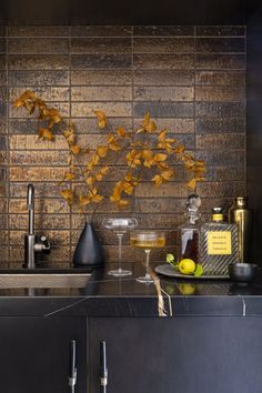 the kitchen counter is clean and ready to be used as an art piece in the home