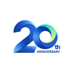 the 20th anniversary logo is blue and green