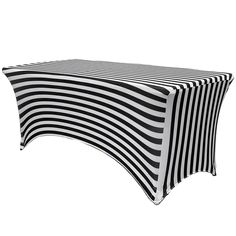 Stretch Spandex 6 ft Rectangular Table Cover Black and White Striped - Bridal Tablecloth Food Tables, Patio Table Decor, Wood Folding Table, Fitted Tablecloths, Banquet Table, Spandex Chair Covers, Table Overlays, Rectangle Tablecloth, Banquet Tables