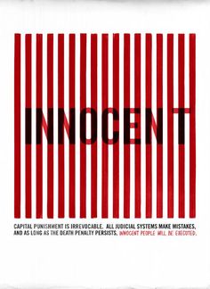 an image of the word innocent in red and black on a white background with vertical stripes