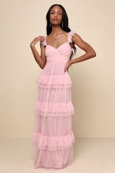 Shop Stylish 2024 Bridesmaid Dresses | Maid of Honor Dresses - Lulus Swiss Dot Dress, Pink Bridesmaid Dress, Perfect Bridesmaid Dress, Maid Of Honour Dresses, Homecoming Dresses Long, Pink Bridesmaid Dresses, Dress Backless, Guest Attire, Pink Prom