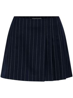 navy blue concealed side zip fastening pinstripe pattern two side inset pockets pleat detailing straight hem thigh-length Tailored Shorts, Yoko London, Exclusive Fashion, Linen Shorts, Striped Linen, Ballet Flat Shoes, Party Looks, Ski Wear, Lady Dior