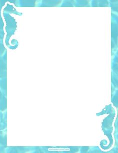 the silhouette of a sea horse is shown in blue and white water with an aqua background