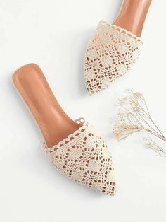 Boho Shoes, Trendy Crochet, Flat Mules, Studded Heels, Crochet Shoes, Lace Crochet, Womens Shoes High Heels, Stylish Shoes