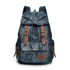 Blue Denim with Drawstring Casual 20 to 35 Litre Backpack - InnovatoDesign Mochila Jeans, Stonewash Jeans, Women Backpack Fashion, Denim Backpack, Backpack Decoration, Multipurpose Bag, Backpack For Women, Outdoor Backpacks, College Backpack