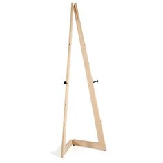 a wooden easel with two black handles