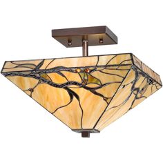 a semi - flush light fixture with an artistic design