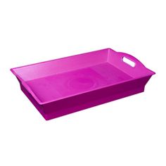 a large pink tray with handles on the bottom is shown in front of a white background