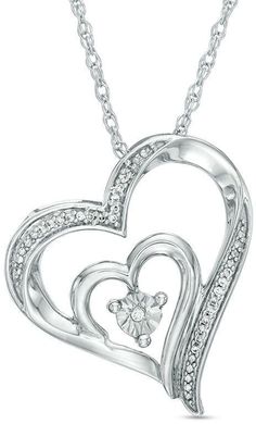 Zales Diamond Accent Tilted Double Heart Pendant in Sterling Silver and 10K Rose Gold Silver Heart Detail Jewelry For Mother's Day, Elegant Heart Detail Jewelry For Anniversary, Silver Heart Cut Jewelry With Heart Detail, Elegant Jewelry With Heart Detail For Mother's Day, Classic Double Heart Jewelry For Valentine's Day, Elegant Heart Detail Jewelry For Mother's Day, Sterling Silver Double Heart Jewelry With Heart Detail, Double Heart Sterling Silver Jewelry With Heart Detail, Valentine's Day Classic Double Heart Jewelry