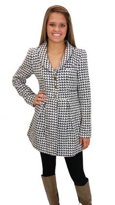 love the jacket Houndstooth Long Coat For Fall, Long Houndstooth Coat For Fall, Chic Houndstooth Long Sleeve Outerwear, Chic Houndstooth Winter Outerwear, Chic Long Coat With Houndstooth Pattern, Chic Houndstooth Outerwear For Spring, Spring Long Coat With Houndstooth Pattern, Spring Houndstooth Long Coat, Alabama Football