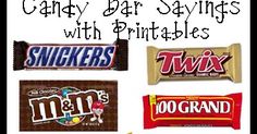 candy bar savings with printables