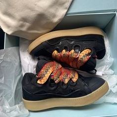 Black Lanvins, Size 8, Never Worn, And Box Is Damaged From Moving Not Doing Any Low Offers. Lanvin Curb Sneaker, Curb Sneaker, Lanvin Curb Sneakers, Lanvin Men, Lanvin Shoes, Hype Shoes, Fit Ideas, Mens Trainers, Lanvin