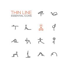 thin line icon set with different types of sports equipment and symbols for the design of logos, badges or emblems