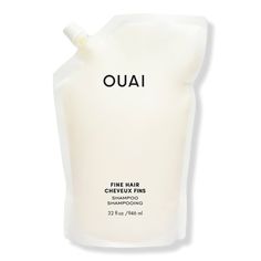 32.0 oz (Refill) Fine Hair Shampoo - OUAI | Ulta Beauty Fine Hair Shampoo, Best Shampoo And Conditioner, Shampoo For Fine Hair, Best Shampoo, Good Shampoo And Conditioner, Flat Hair, Best Shampoos, Hair Thickening, Smooth Hair