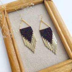 Amethyst Iris Beaded Dangles earrings - Etsy Украина