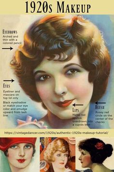 1920s makeup guide- How to authentic vintage 1920s makeup for day and evening, flapper to Great Gatsby era 1920’s Makeup, 1920 Makeup, 1920s Makeup Tutorial, Gatsby Makeup, Flapper Makeup, 20s Makeup, Make Up Guide, Look Gatsby