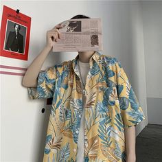 Wiaofellas - Summer Streetwear Men Loose Leaf Print Beach Short Sleeve Shirt Harajuku Hawaii Vacation Quick Dry Aloha Tops Tropical Shirts Product Information ◆S <45kg men wear ◆M 45-55kg men wear ◆L 55-63kg men wear ◆XL 63-70kg men wear ◆XXL 70-80kg men wear ◆XXXL 80-85kg men wear ◆Size Issue: All measurement in cm and please note 1cm=0.39inch,1 inch=2.54cm, due to the manual measurement, please allow 1-3cm difference. ◆The Size is ASIAN Size. It is 1～2 sizes smaller than Europe / US size. We s Summer Streetwear Men, Summer Streetwear, Men Wear, Tropical Shirts, Streetwear Men, Blazer Shirt, Hot Jeans, Hawaii Vacation, Blazer With Jeans