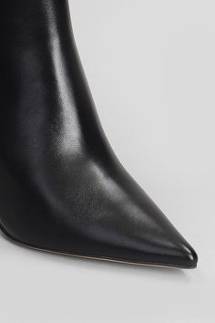 Jazmine High heels Ankle boots in black leather, pointed toe, side zip closure, leather sole, 100 mm heel, 100% leather, Made in Spain High Heels Ankle Boots, Prada Leather, High Heel Boots Ankle, Footwear Design Women, Sneaker Wedge, Card Holder Leather, Heeled Ankle Boots, Beautiful Shoes, Manolo Blahnik