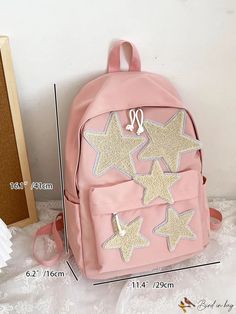 BirdinBag - Versatile Star Pattern Backpack for Students in College, High School - Ideal for Outdoors, Travel and School Star-shaped School Bags For Back To School, Trendy Star-shaped Backpack For Everyday Use, Trendy Star-shaped Everyday Backpack, Patch Backpack, Preppy Bags, Water Resistant Backpack, Backpack Patches, Pattern Backpack, Backpack For Women