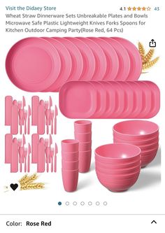 pink plastic dinnerware set with matching plates and bowls for sale on ebay com