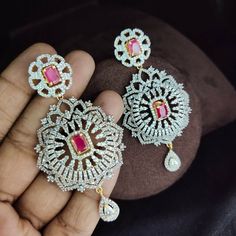 Beautiful changeable stones  American Diamonds chandbali with back screw Dimand Pendent, Chandbalis Earrings, Beautiful Shorts, Choker Collar, American Diamond, Short Necklace, Real Diamonds, Indian Jewelry, Jewelry Earrings Dangle